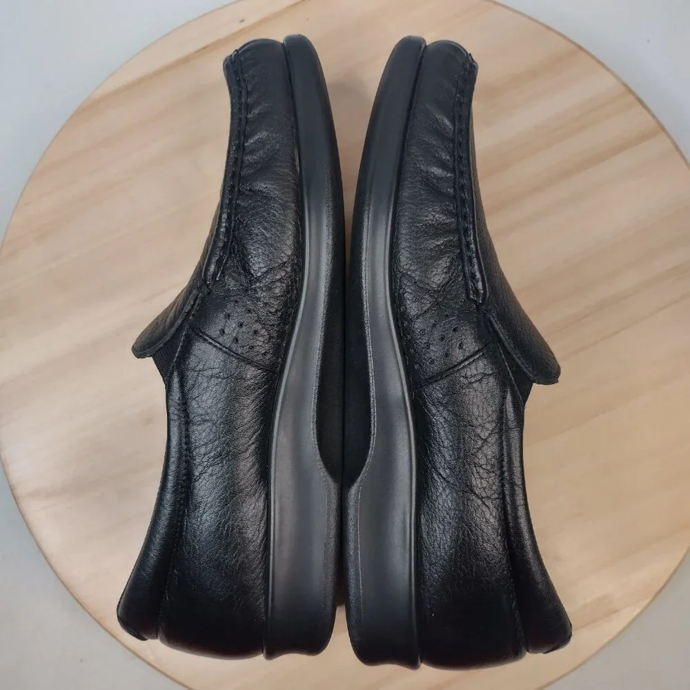 SAS Tripad Comfort Slip-on Black Leather Walking Loafers Shoes Women US 9N